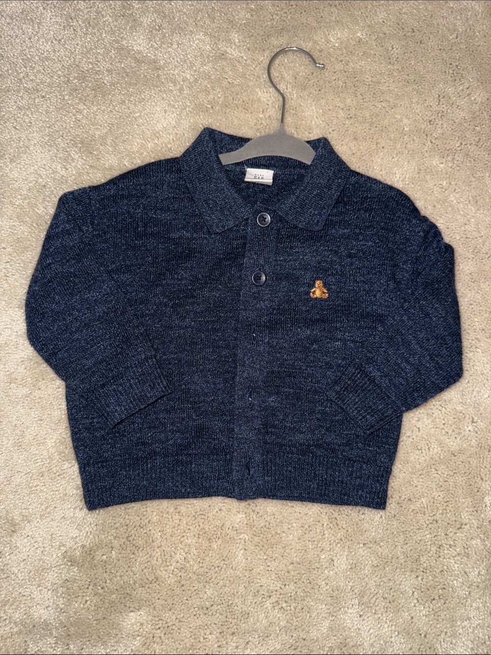 GAP Navy Knit Cardigan with Teddy Patch